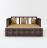 Olivia Solid Sheesham Wood 3 Seater Sofa Cum Bed (Walnut Finish)